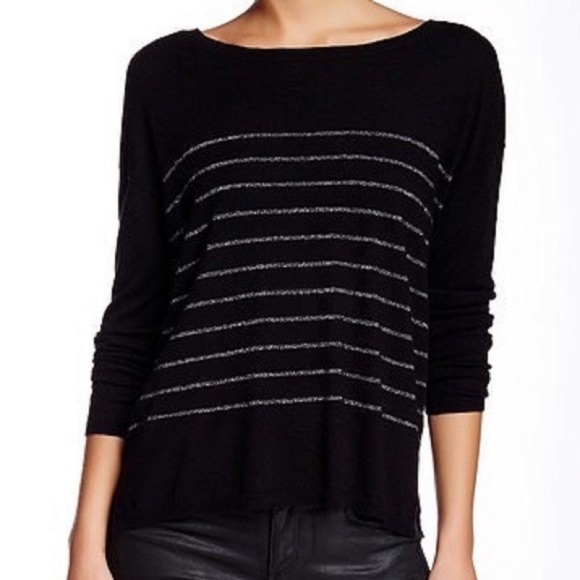 Joie Sweaters - Joie Emmy Lou Black silver striped sweater size XS